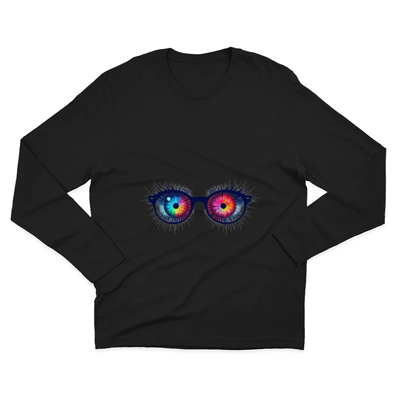 Psychedelic Rainbow Eyes Behind Glasses Male Long Sleeve T-Shirt