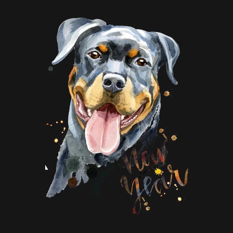 Peinture de chien pour le Nouvel An Femme T-Shirt