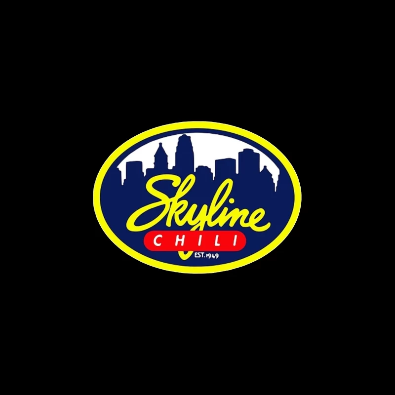 Skyline Chili Restaurant Brand Logo with Cincinnati Cityscape Travel Mug