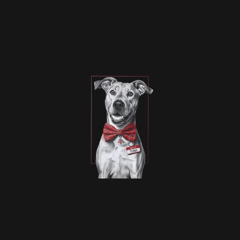 Festive Pitbull Portrait: Tuna's Holiday Charm Desk Mat