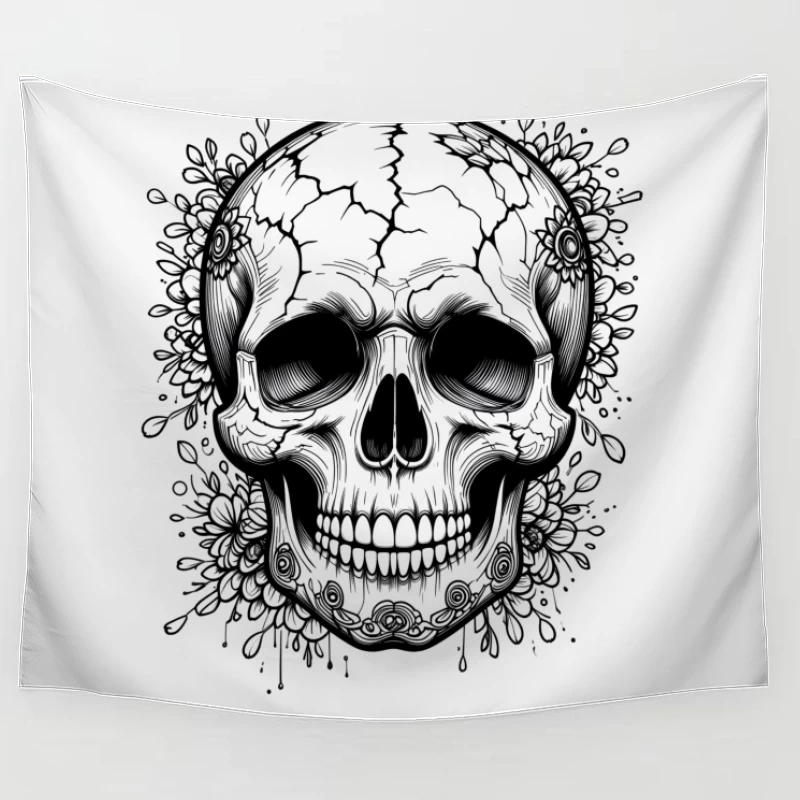 Decorative Skull Illustration Tapestry