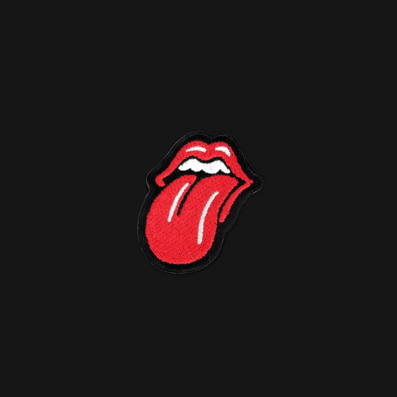 Iconic Red Lips and Tongue Embroidered Rock and Roll Patch Desk Mat