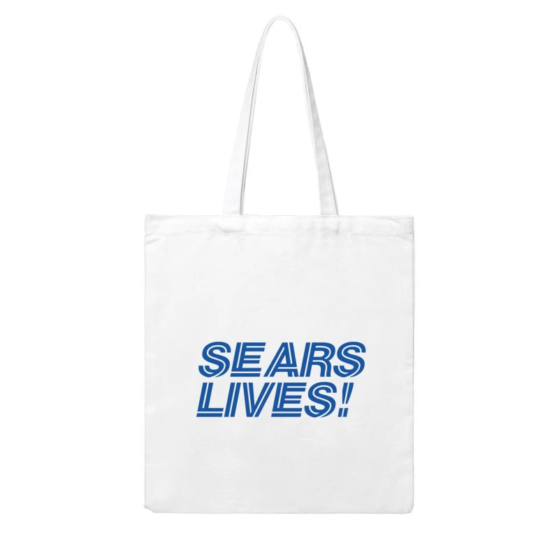 Sears Lives! Blue Text Logo Design Cotton Tote Bag