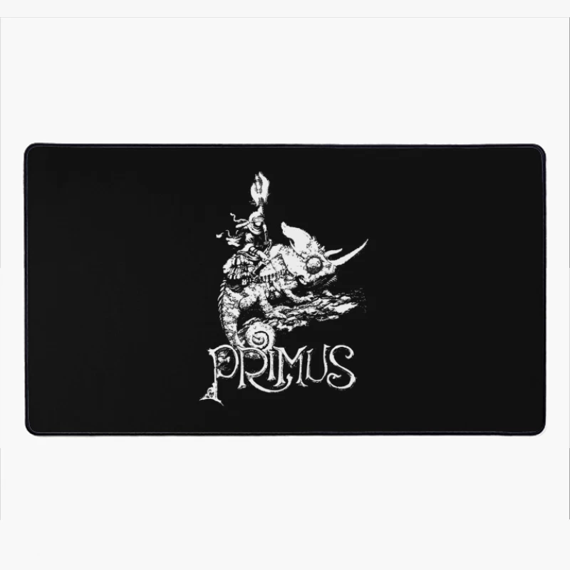 Abstract Swirling Typography: Primus Logo Design Desk Mat