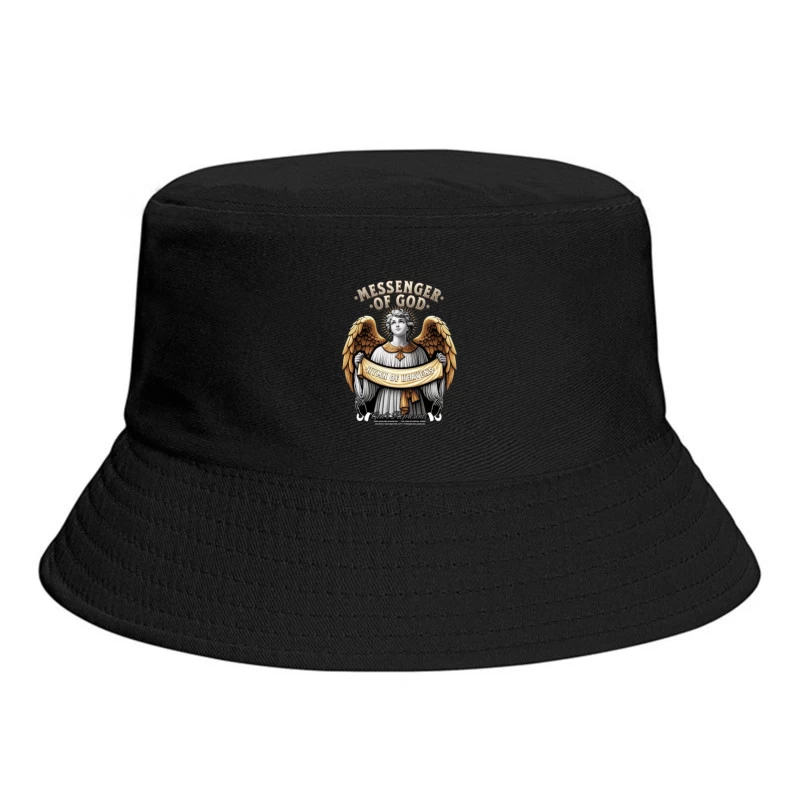 Divine Angel: Messenger of God with Hymn of Heavens Banner - Classical Religious Artwork Bucket Hat