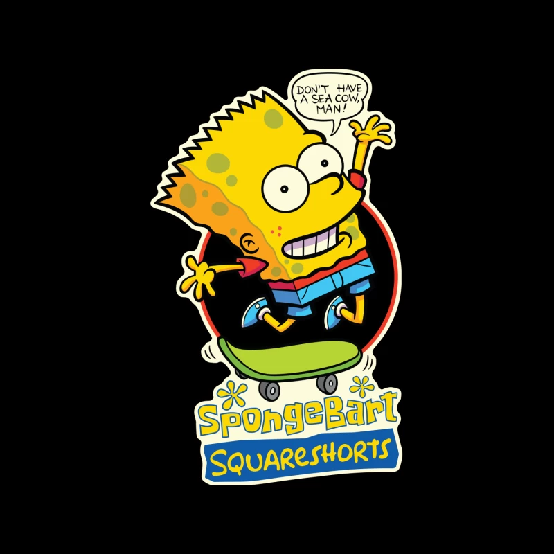 SpongeBart Squareshorts Skateboarding Character Mouse Pad