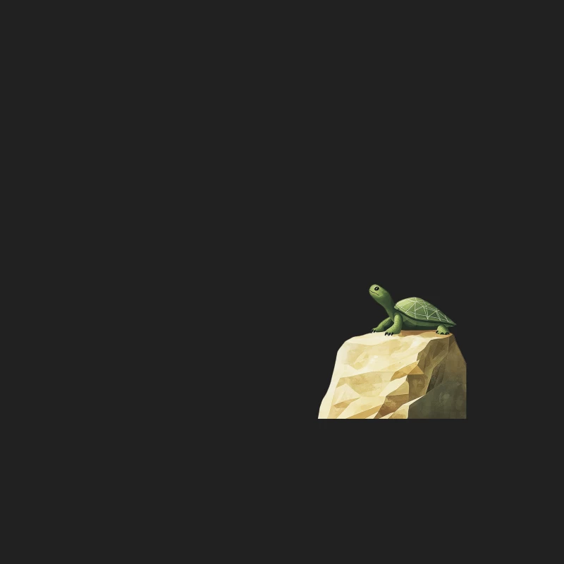 Minimalist Green Turtle on Rocky Perch Bucket Hat