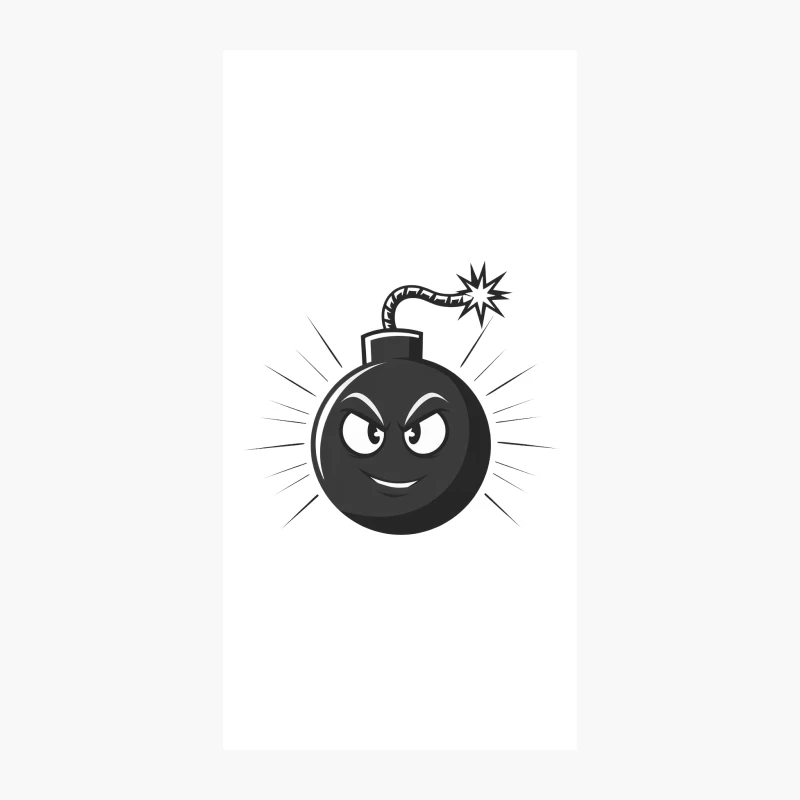 Angry Cartoon Bomb in Black and White Comic Style iPhone Case