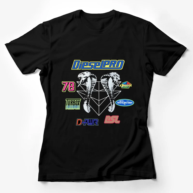 Sportliches Cobramotors Design mit Logos Damen T-Shirt