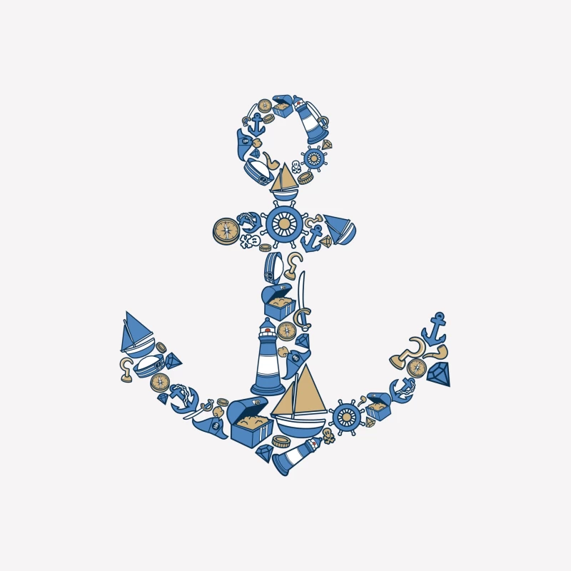 Motif ancre maritime avec objets nautiques Femme T-Shirt