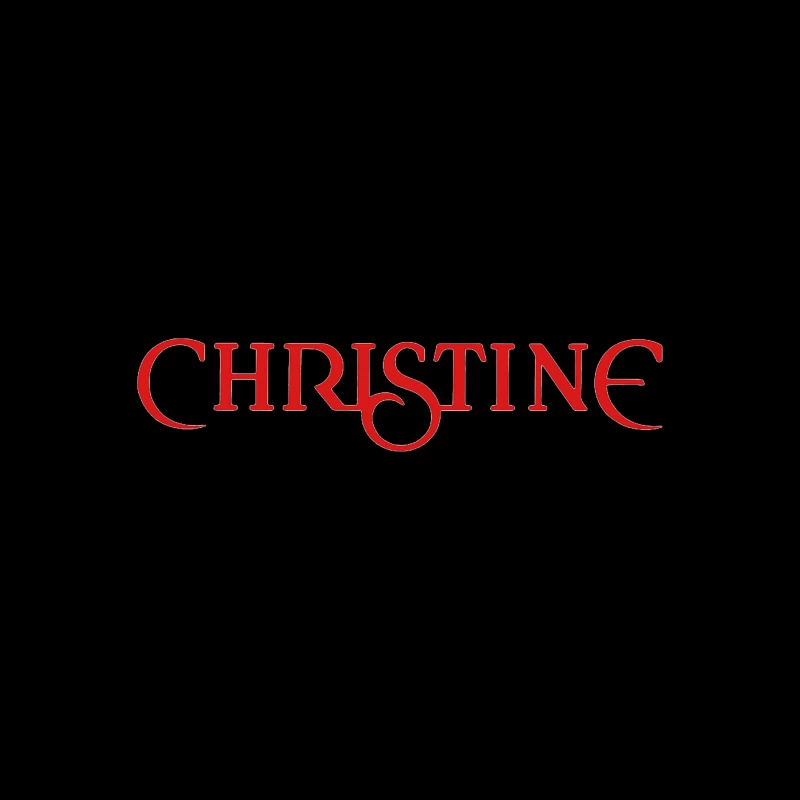 Christine (1983) Classic Horror Movie Logo in Red Typography Tapestry