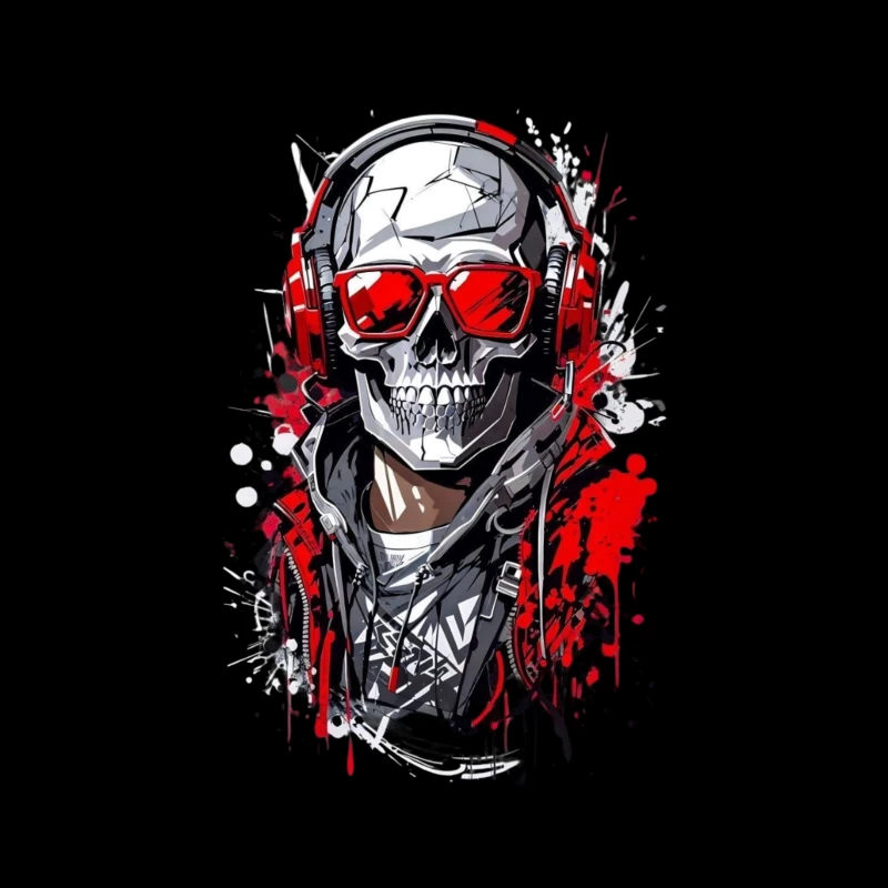 Cool Urban Skull with Headphones Throw Pillow