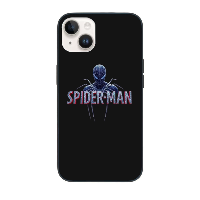 Spider-Man Black Suit Logo with Classic Text Design iPhone Case