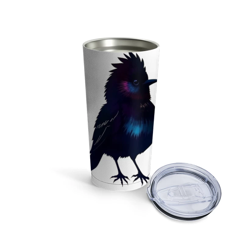 Mystical Glowing Black Bird Silhouette Travel Mug