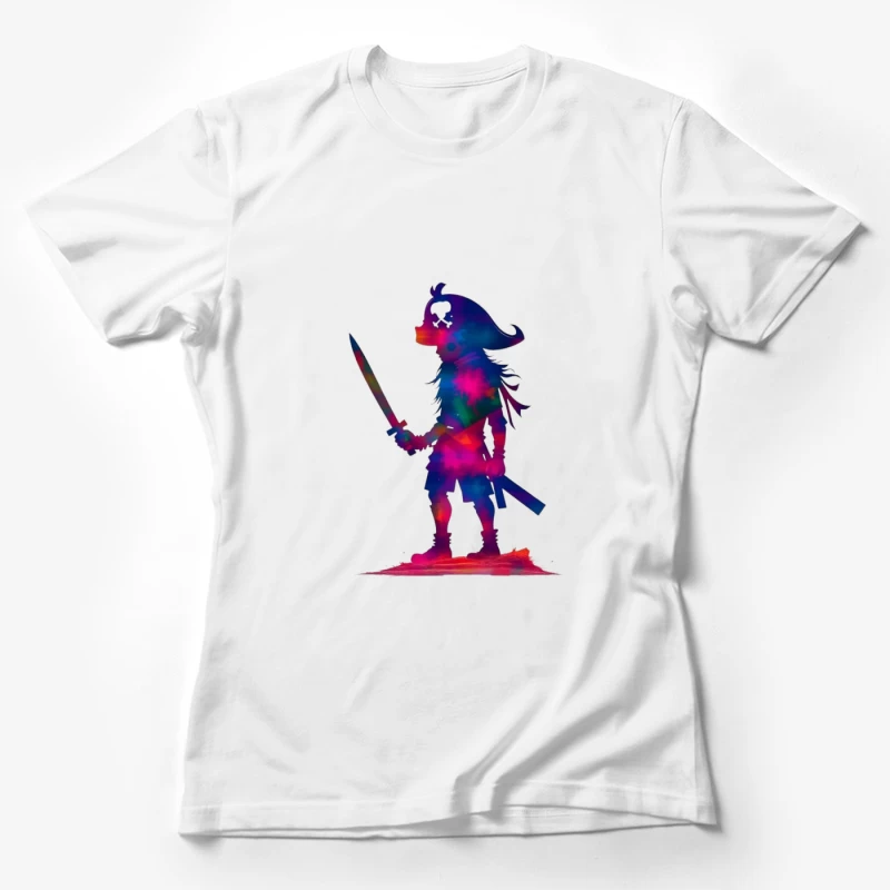 Cosmic Pirate Silhouette with Sword Female T-Shirt