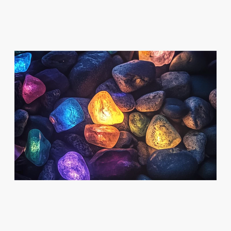 Luminous Spectrum: Vibrant Glowing Stones and Pebbles Travel Mug