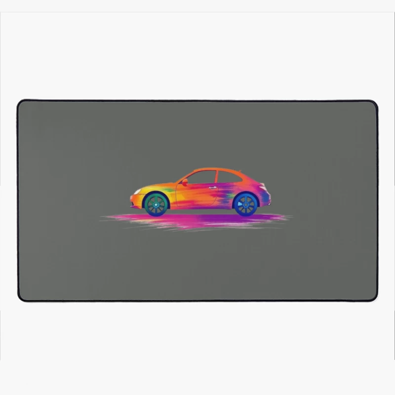 Artistic Side View of a Colorful Car Desk Mat