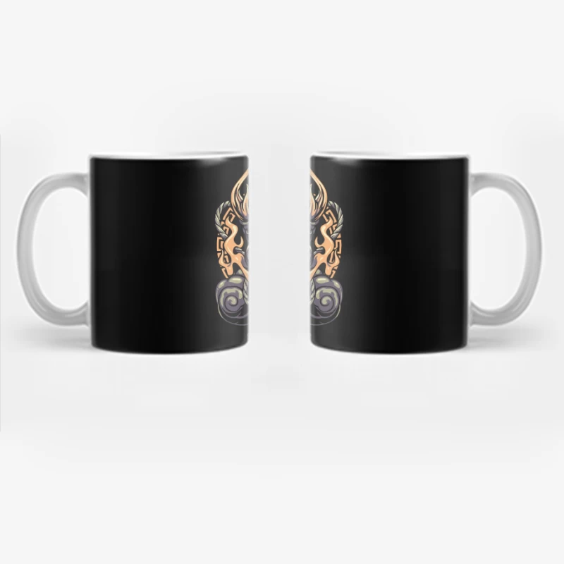 Epic Japanese Demon Mask Illustration Coffee Mug