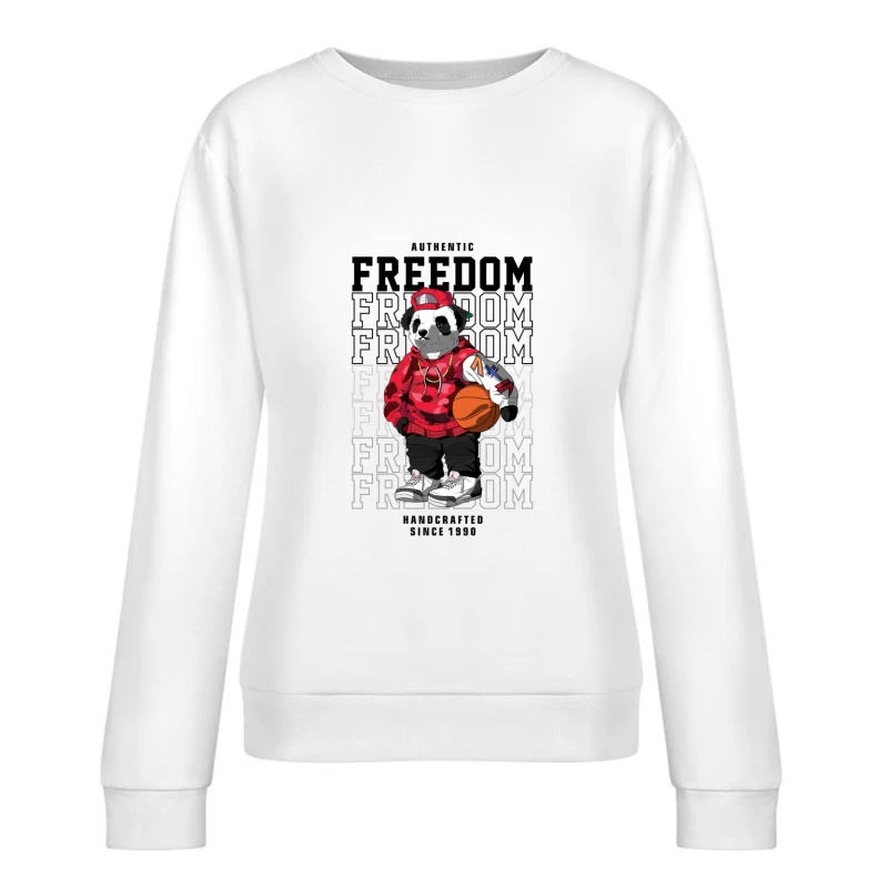 Cooler Panda mit Basketball-Style Damen Pullover Sweatshirt