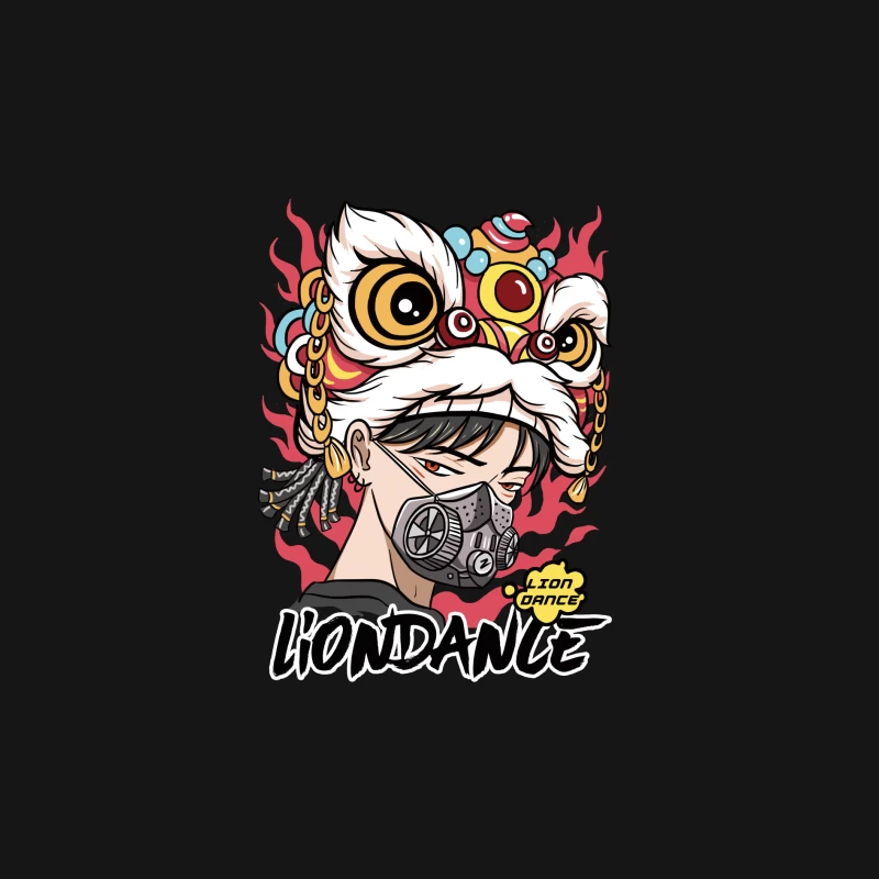Moderner Löwentanz mit Maske Herren Langarm T-Shirt