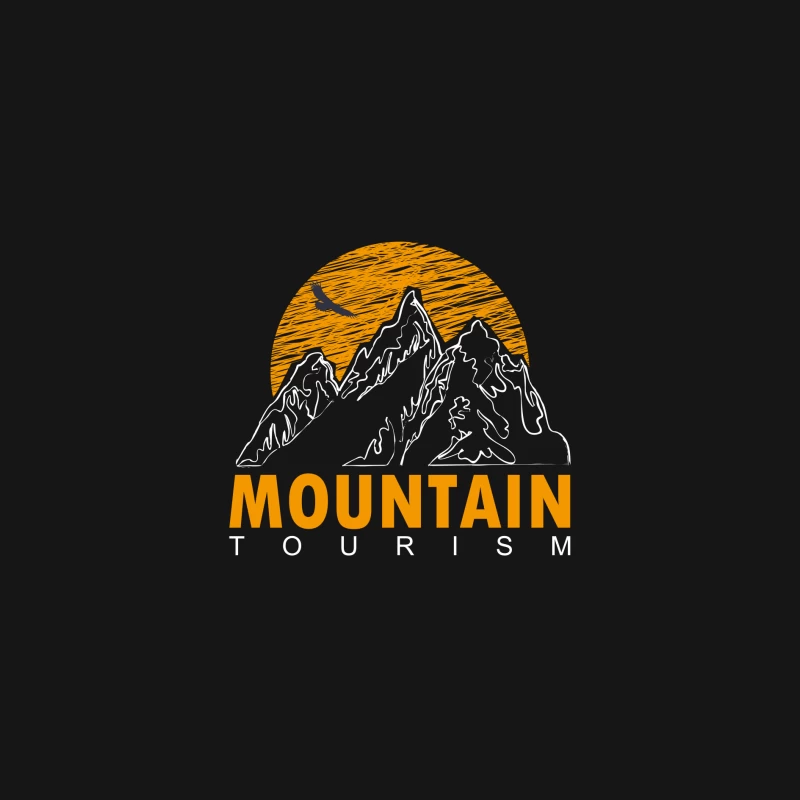 Berg Tourismus Logo mit Sonnenuntergang Herren Langarm T-Shirt