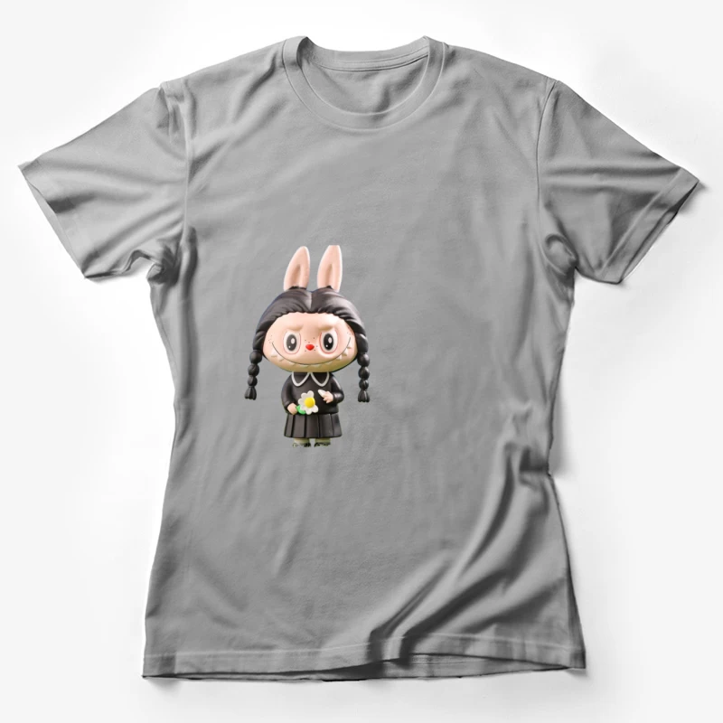 Niedliches Häschen in dunklem Kleid mit Blume Damen T-Shirt