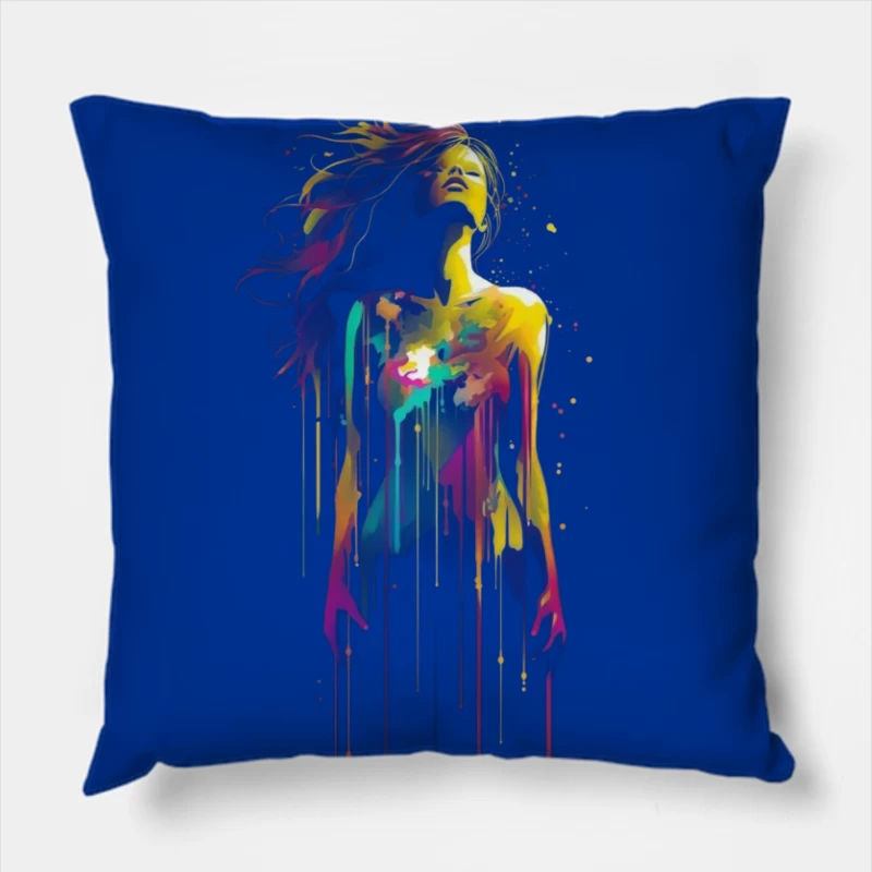 Colorful Abstract Woman Throw Pillow