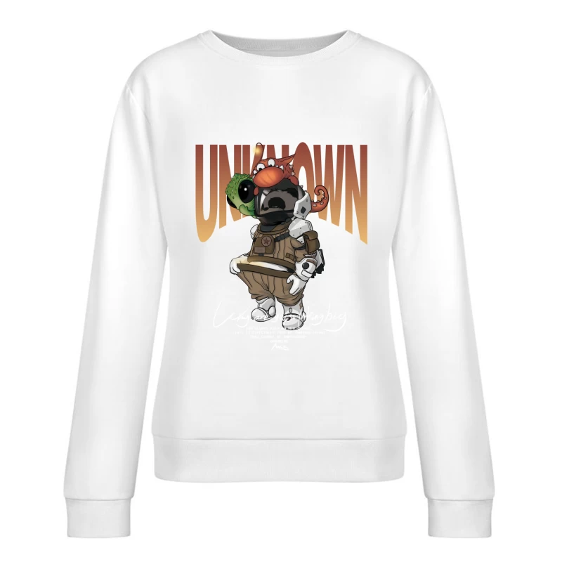 Abstrakte Cartoon-Kreatur-Kollage Damen Pullover Sweatshirt