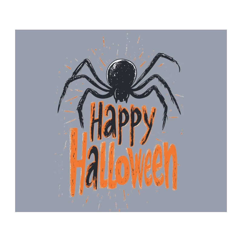 Spooky Halloween Spider Grunge Typography Illustration Tapestry