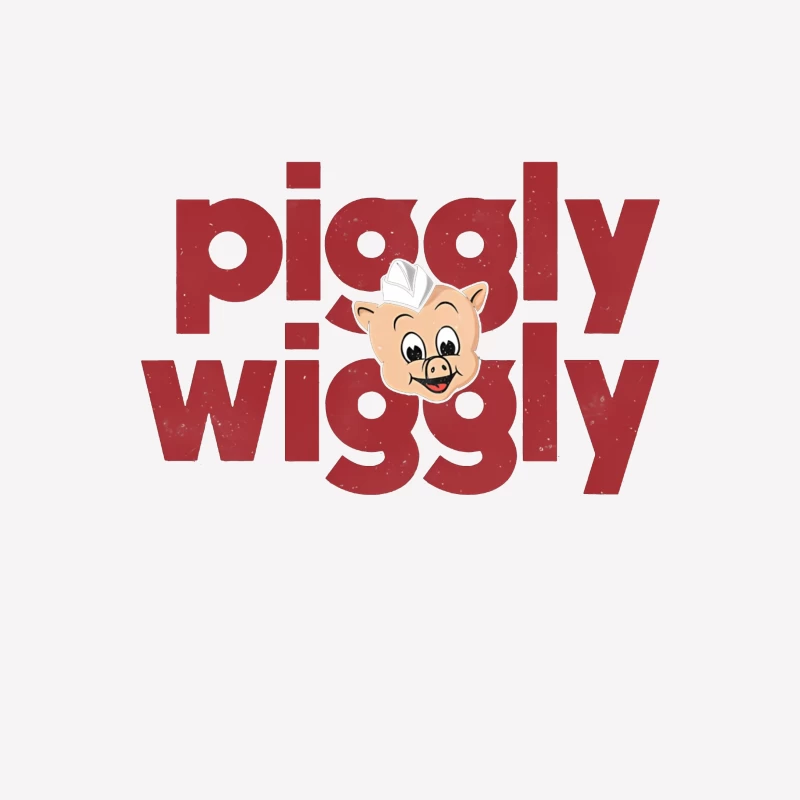 Vintage Piggly Wiggly Supermarket Logo with Cartoon Pig Male T-Shirt