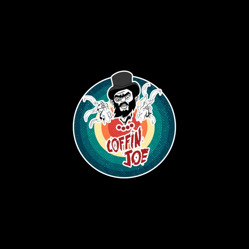 Coffin Joe: Retro Horror Logo with Bearded Character and Ghosts Desk Mat