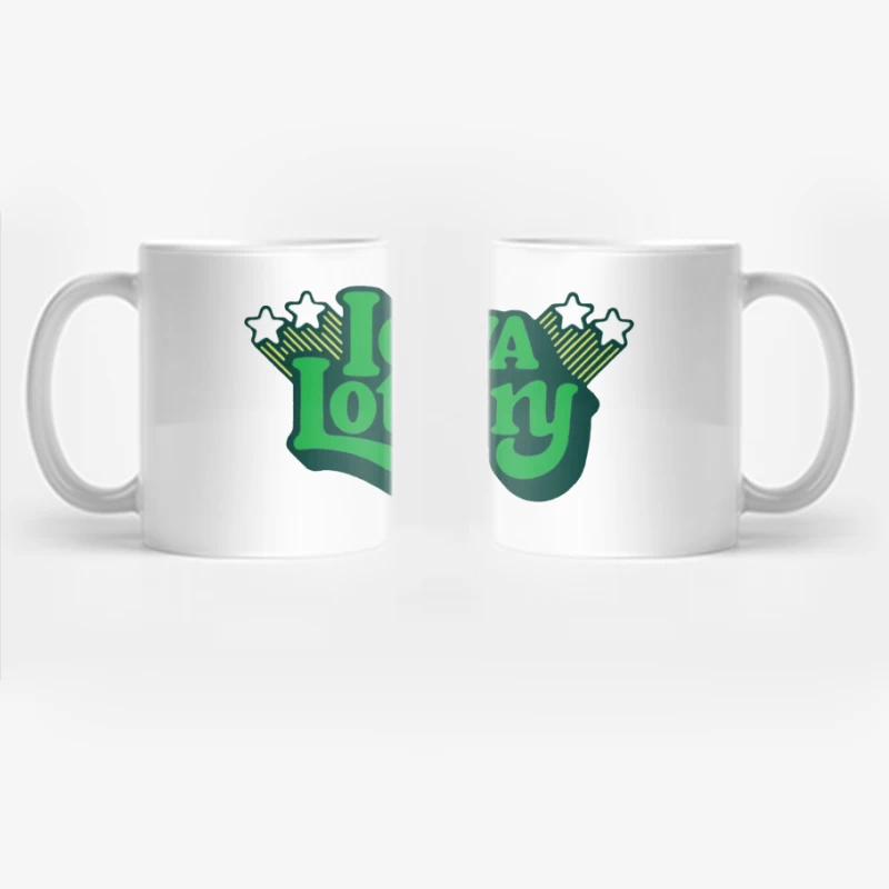 Vintage-Style Iowa Lottery Green Logo with Stars Coffee Mug