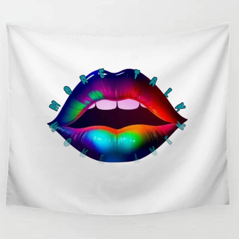 Rainbow Pierced Lips Pop Art Design Tapestry