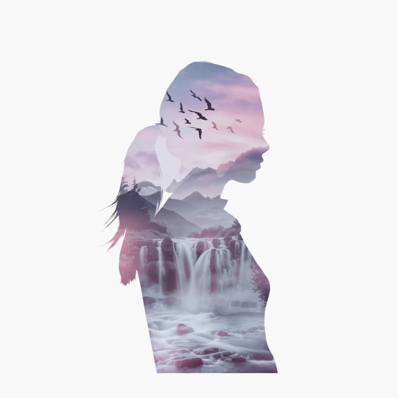 Dreamy Nature Silhouette: A Double Exposure Dreamscape Cotton Tote Bag