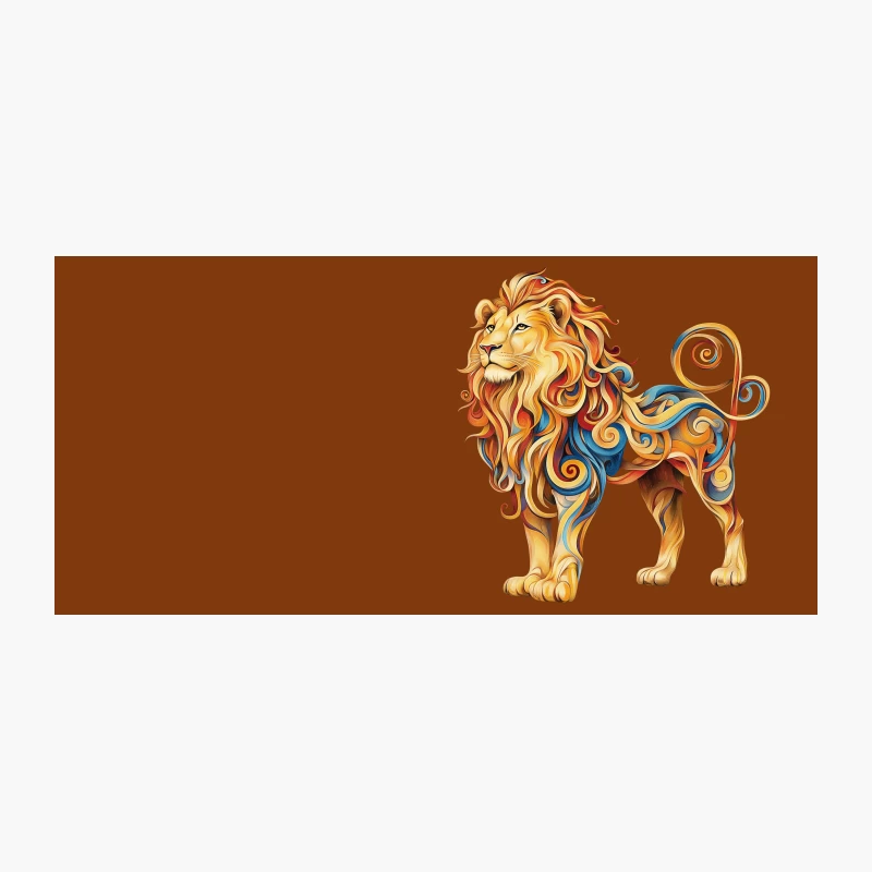 Majestic Abstract Lion with Colorful Swirls Coffee Mug