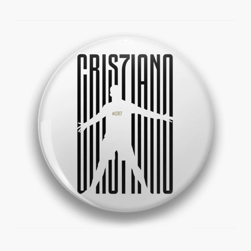 Minimalist CR7 Silhouette with Striped Background Design Pin