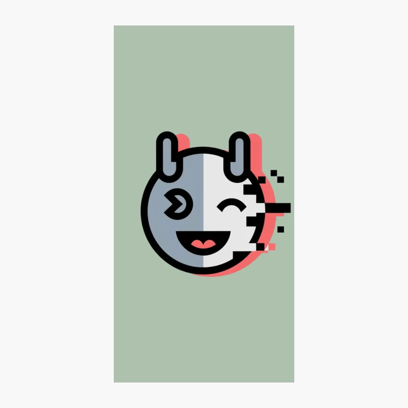 Glitched Rabbit Emoji Digital Art Icon iPhone Case