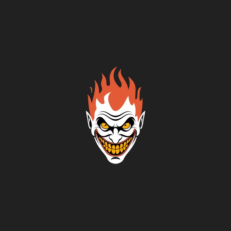 Evil Clown Character with Flaming Hair and Scary Grin Bucket Hat