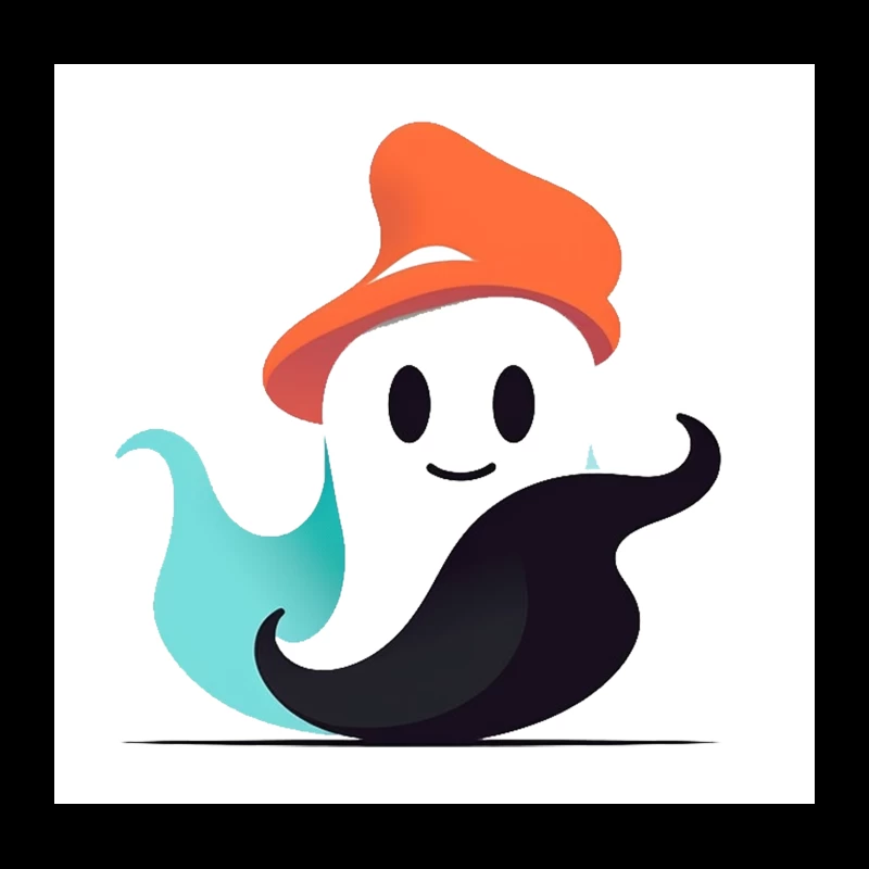 Cute Ghost Mascot with Orange Hat Throw Pillow