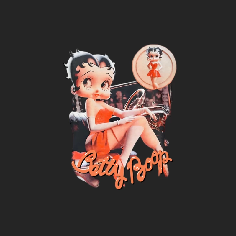 Betty Boop dans la Voiture, Illustration Rétro et Dessin Animé Homme Sweat-shirt à enfiler