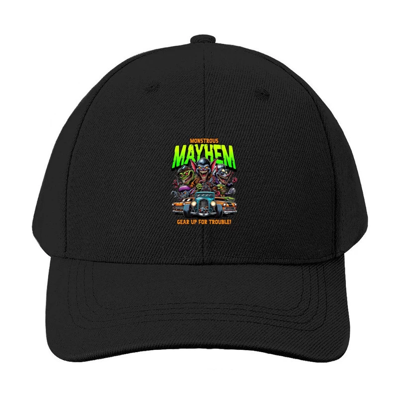 Monstrous Mayhem: Hot Rod Monsters Racing Retro Design Baseball Cap