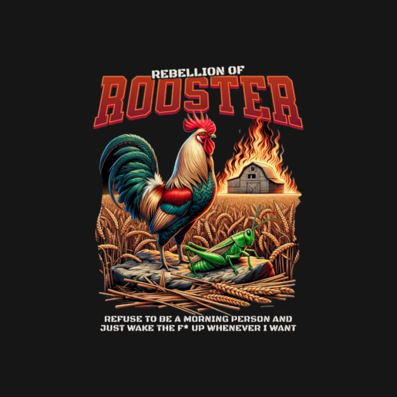 Hahn auf dem Bauernhof mit Feuer Herren T-Shirt