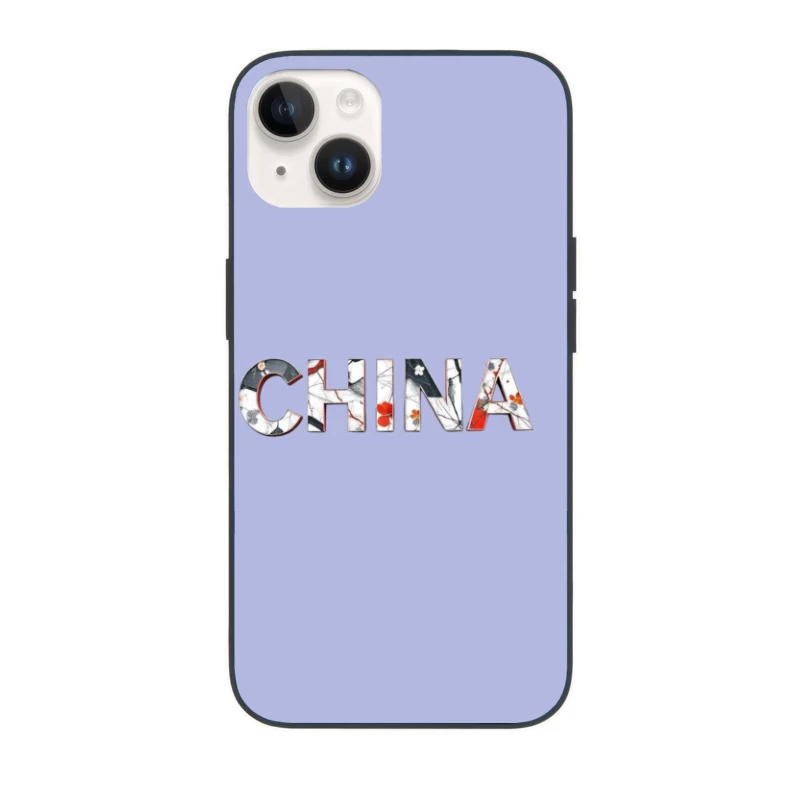 Artistic China Typography with Oriental Floral Design iPhone Case