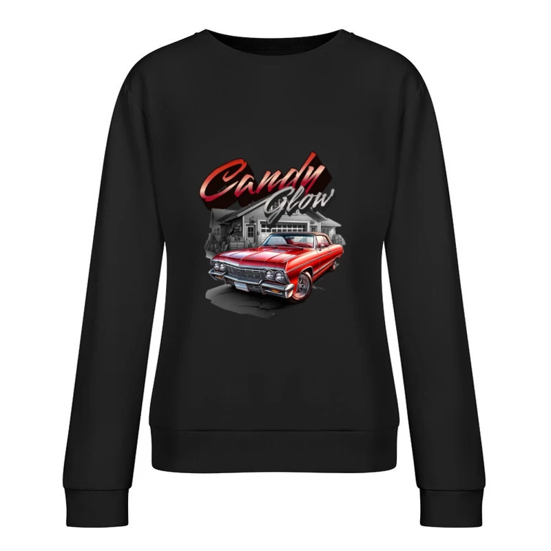 Candy-Lackauto vor Garage Damen Pullover Sweatshirt