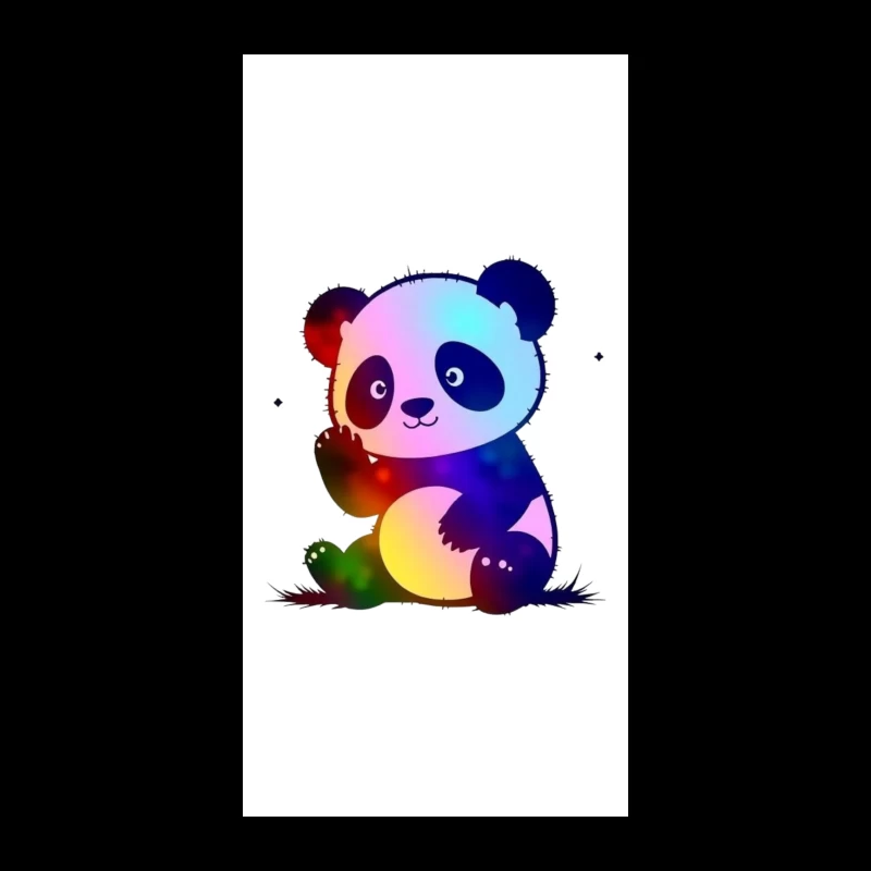 Cute Rainbow Gradient Panda Cartoon Illustration iPhone Case