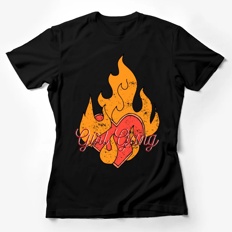Cœur en flammes du Girl Gang Femme T-Shirt