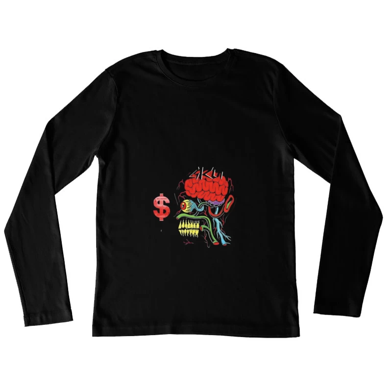 Gehirndesign mit Dollarzeichen Damen Langarm T-Shirt