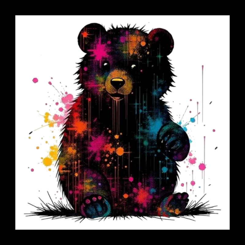 Cosmic Watercolor Teddy Bear Art Pin