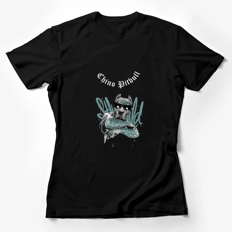 Cooler Pitbull mit Sonnenbrille und Tattoos Damen T-Shirt