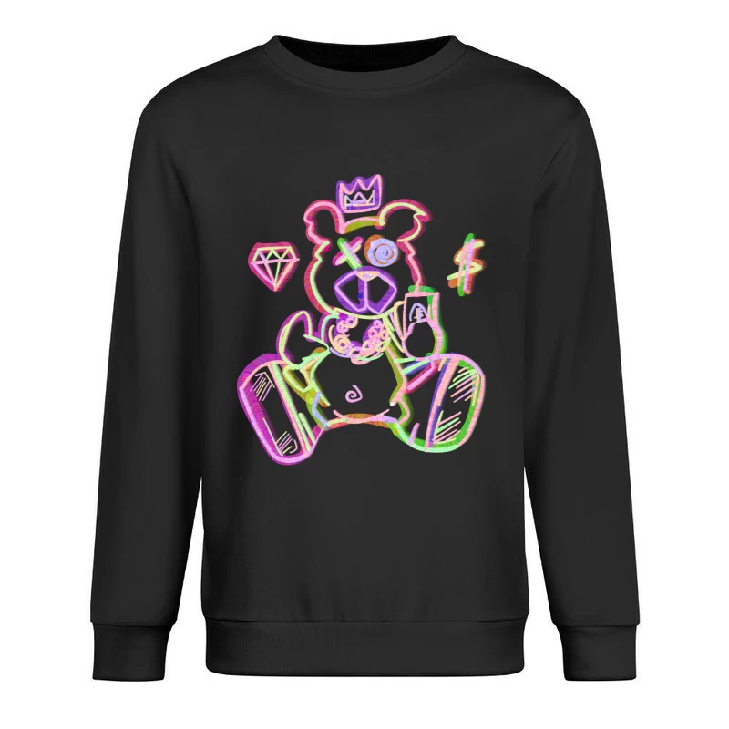 Neon Bärenkunst mit Kronen und Schmuck Herren Pullover Sweatshirt